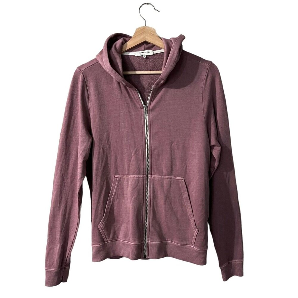 Friend or Foe Full Zip Hoodie Sweatshirt Size Medium Dusty Rose French Terry
